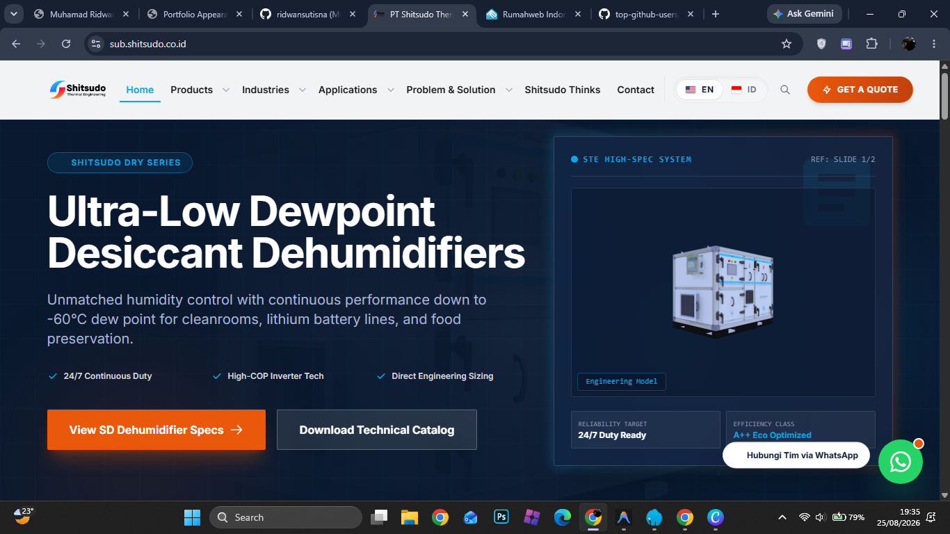 Web App + Company Profile PT Shitsudo Thermal Engineering